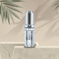 Beta Glucan serum bottle on a stone surface with a natural background